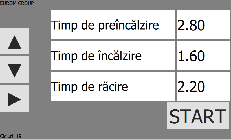 Touchscreen command interface with heat element timings. Powered by Qt.